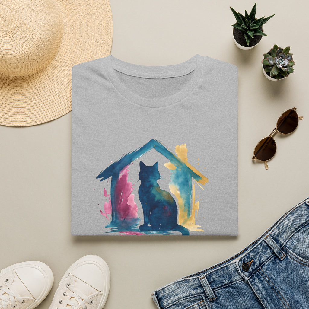 Watercolor Cat Inside House T-Shirt