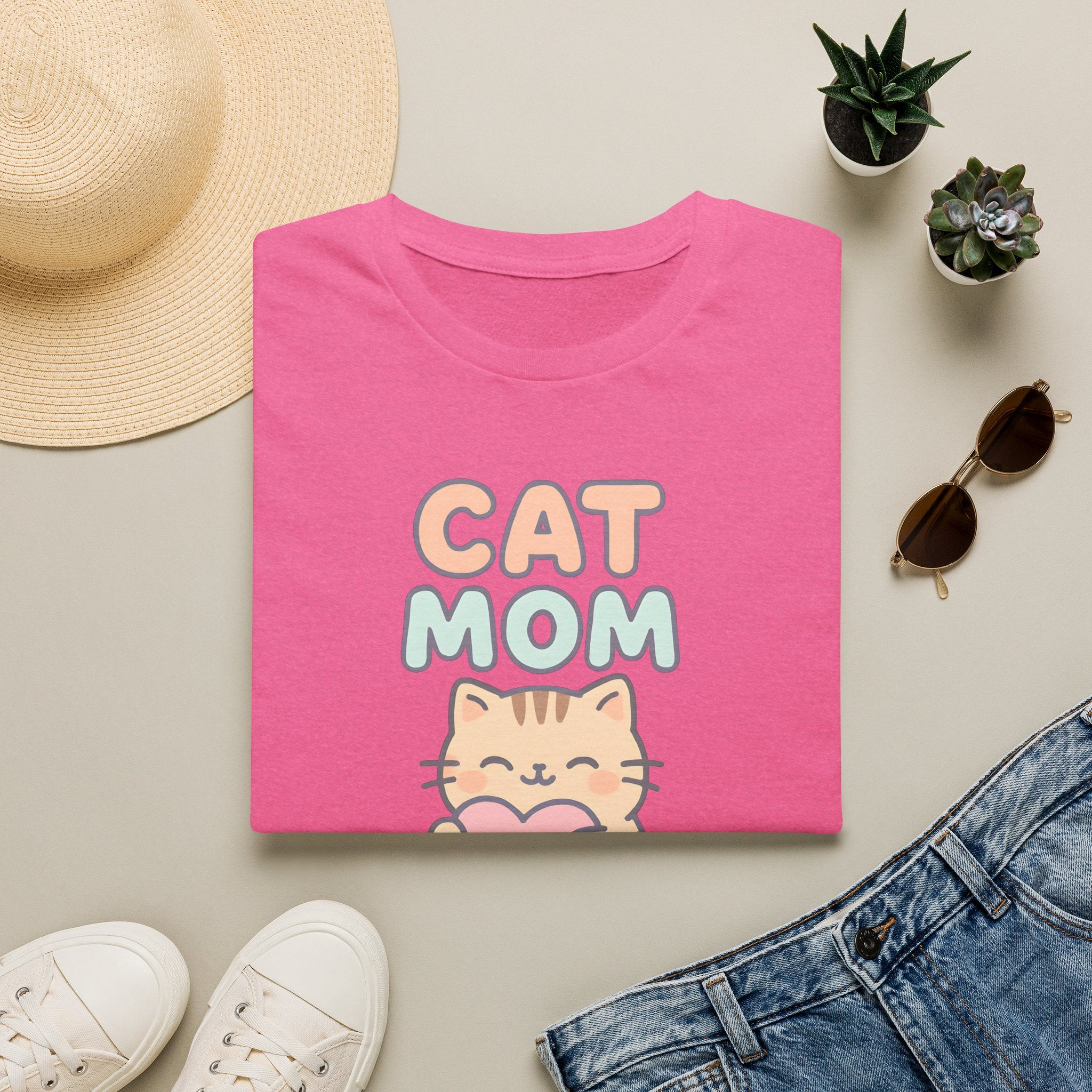 Cat Mom with Heart T-Shirt